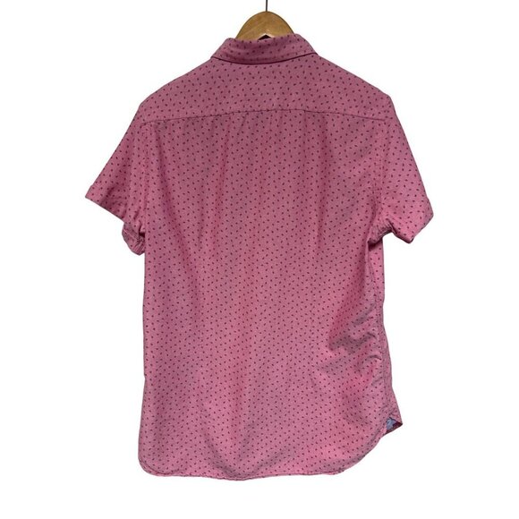 Zara Man Pink Slim Fit Collared Button Front Short Sleeve Shirt Men's Large - Picture 4 of 7